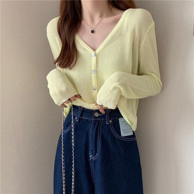 冰絲針織罩衫 披肩 夏季薄款寬鬆開衫 空調衫