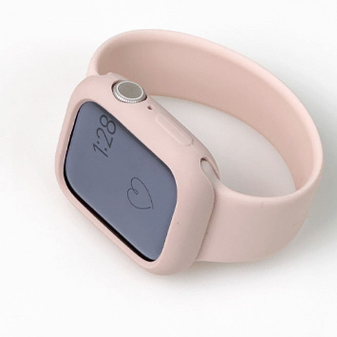 엔터콘 애플워치 실리콘 케이스 베젤링 커버, 42mm (10세대), 샌드핑크, 1개