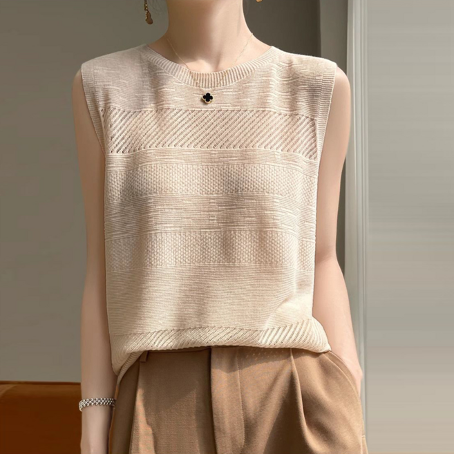 TKX 여성 무지 니트 민소매 티셔츠 데일리 오피스 캐주얼 심플 슬리브리스 탑 봄 여름 가을 코디 아이템