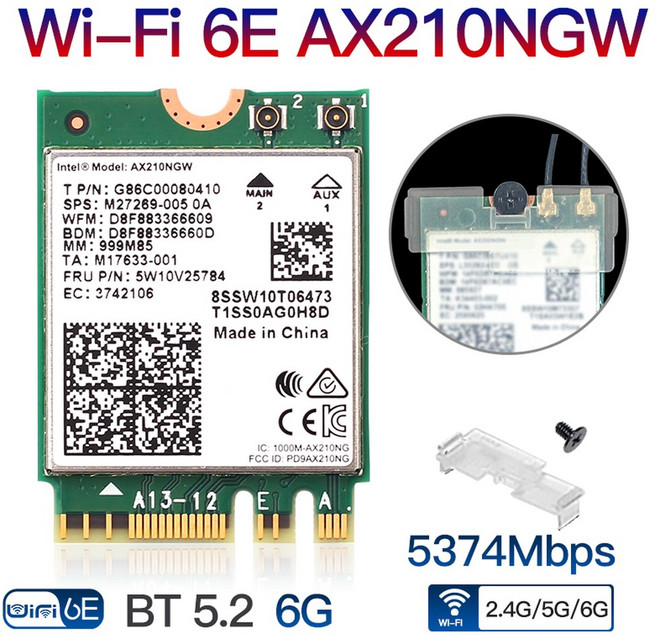 WI FI 6E AX2 0 무선 카드 5374MBPS BT5.3 데스크탑 키트 안테나 802. AX 트라이 밴드 2.4G 5GHZ 6G 0NGW WIFI6 AX200보다 우수함, AX210 WiFi6E, 03 AX210 WiFi6E, 1개
