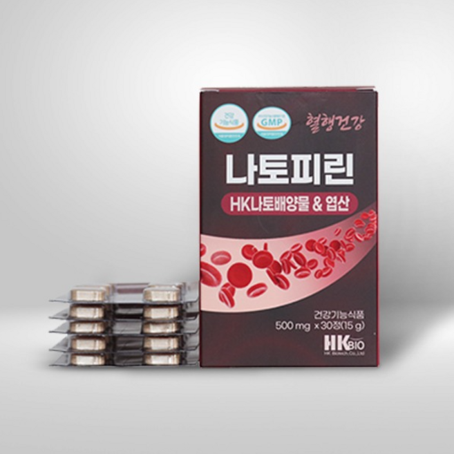 HK 나토피린 500mg 30정 1개월분 혈액순환영양제 혈행순환개선제 엽산함유, 1개
