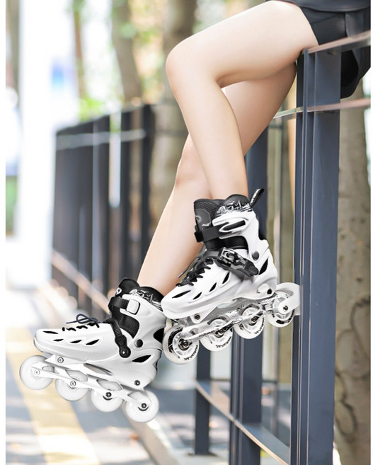 성인용 인라인스케이트 롤러브레이드 일반바퀴, 화이트, 1개