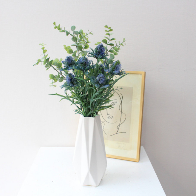 풍성한 에린지움 조화꽃부쉬 장식(2color), 블루, 1개