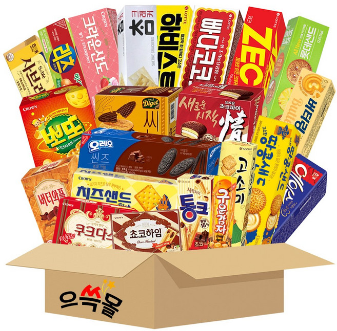 사무실 과자 22종 세트 롯데샌드 쿠크다스 쵸코하임 뽀또 롤리폴리 하비스트 버터링 에이스 오레오 다이제씬 고소미 리츠 빠다코코낫 제크 사브레 버터와플 참크래커 초코파이 등등, 1개