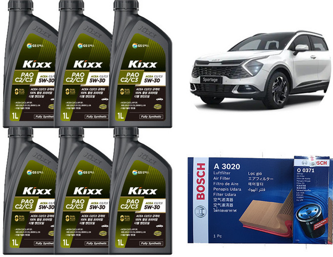 [킥스파오 KIXX PAO 5W30] 스포티지 NQ5 디젤 엔진오일 세트, 1개