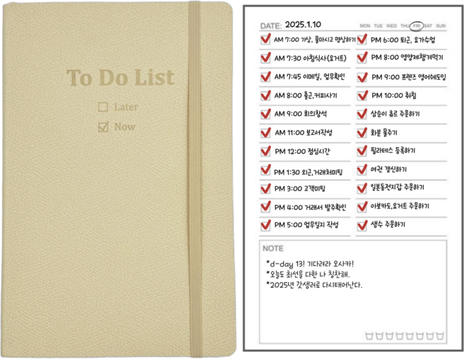 갓생노트 투두리스트 다이어리형 데일리 체크리스트, 하니문 데저트베이지