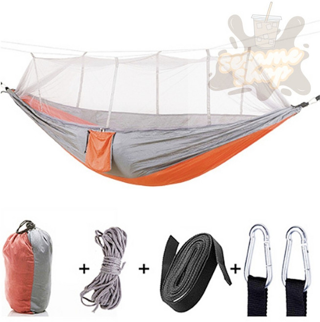 참깨샵 미세 모기장 캠핑해먹 오렌지 캠핑해먹텐트