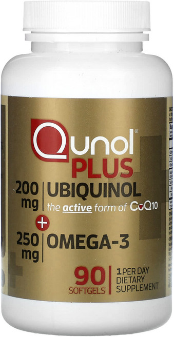 Qunol 유비퀴놀 + 오메가3 200mg + 250mg 소프트젤 90정, Qunol유비퀴놀오메가3200mg250mg소프트젤90정, 1개