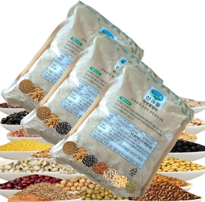 산과들 통곡물 보리 미숫가루 무설탕 식사대용, 3개, 1kg