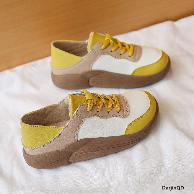 DarjinQD 여자 키높이 진가죽 통굽 스니커즈