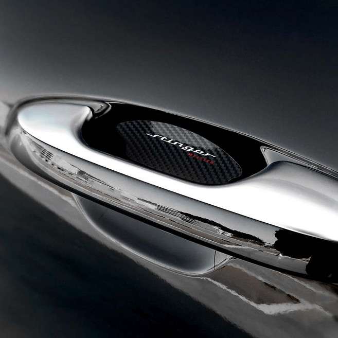 [비브랜드] 라미몰 손잡이 카본 도어컵 보호필름 도어엣지 스크래치 커버 용품 스팅어마이스터 호환, 실버홀로그램