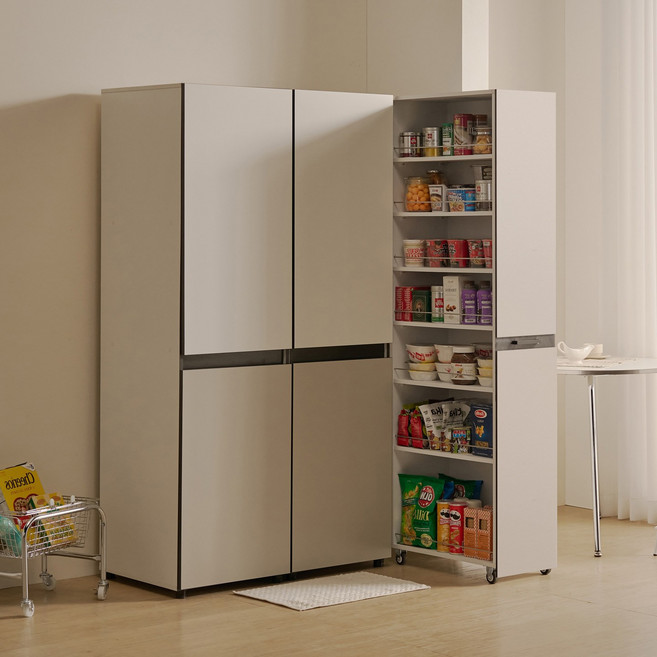 해피아이 비올레 냉장고 틈새장 틈새수납장 슬라이딩 주방수납장 비스포크 타입, 비스포크 타입 (좌형), 코타화이트