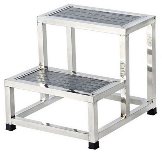 국내배송 2단 스테인레스 이동식계단 미끄럼방지 안전 작업 발판, 1개