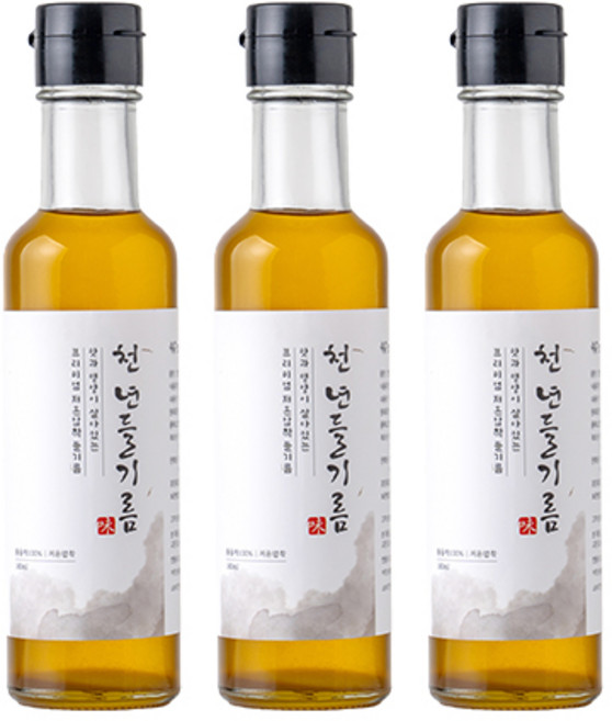 저온압착 천년 들기름, 3개, 180ml