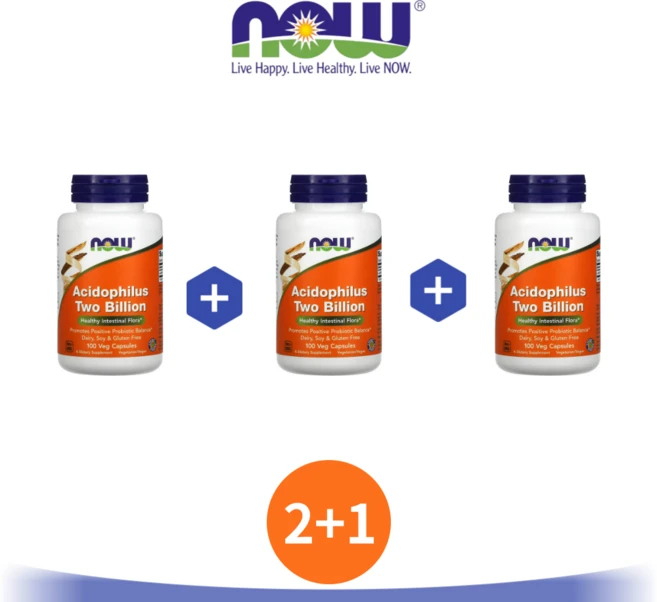 2+1 나우푸드 애시도필러스 20억유산균 100개 락토바실러스 프로바이오틱 Acidophilus, 100정, 3개 - 쿠팡