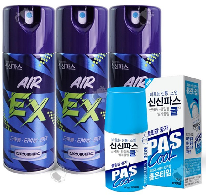 신신 에어파스 이엑스 EX 200ml + 신신파스쿨연고 60g 1개 세트, 1세트, 3개입