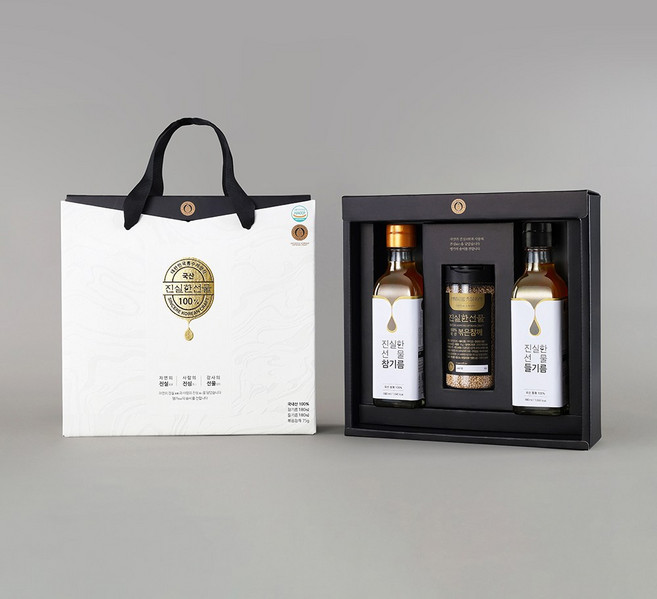 [진실한 선물] 참기름 & 들기름 & 볶은참깨 선물세트 (180ml), 1개