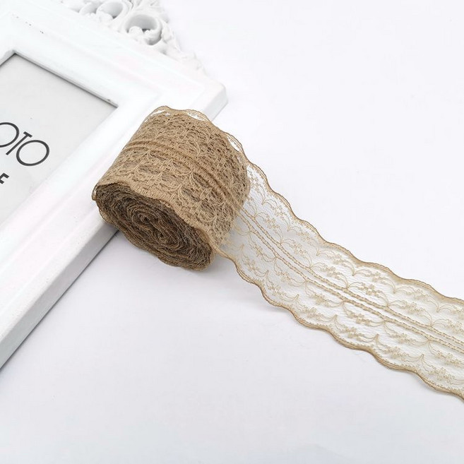 레이스천 밑단 원단 부자재 리본끈 4.5cm 10M, 1개, 36#진베이지