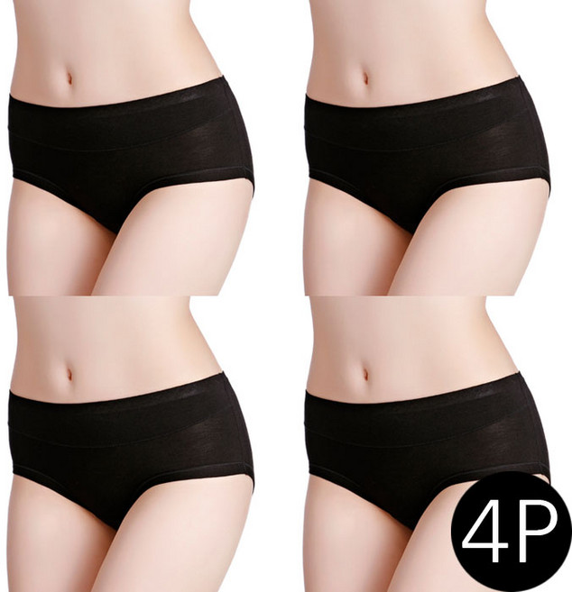 4P 모달 L ~ 7XL까지 빅사이즈 여성팬티 와이드 보정속옷 삼각팬티 언더웨어 데일리 요일 까미샵