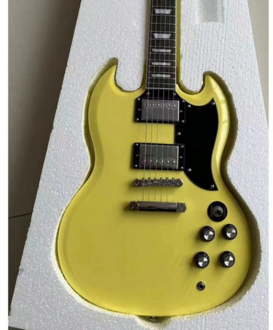 기타 입문 클래식 SG 일렉트릭 기타 라이트닝 마크 지판 소재 로즈 우드 전문가 수준 무료 및 빠른 배송, 1, 1개