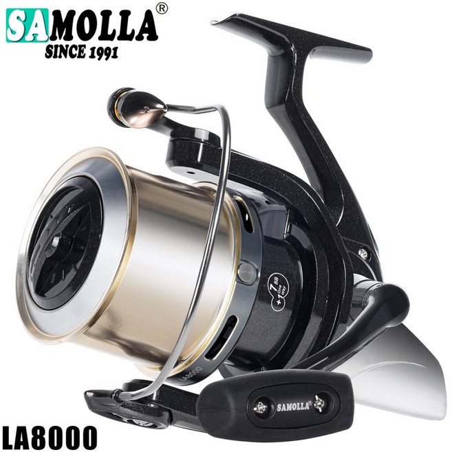 SAMOLLA BULLS EYE 스피닝릴 웜샤프트 7+1볼베어링 대용량 원투낚시릴 알루미늄스풀 좌우핸들교체, LA8000