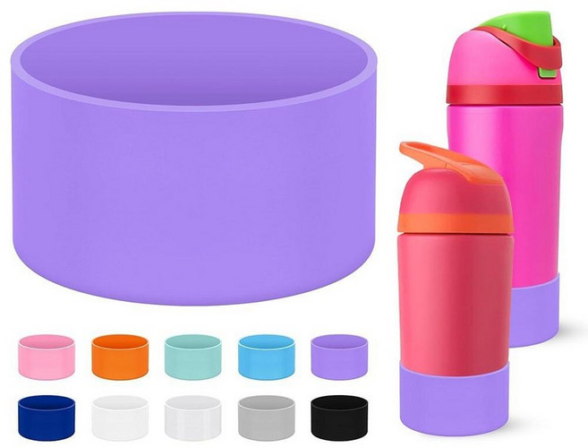 Mokoart Silicone Boot Compatible with Owala Kids Water Bottle 16/14 oz Anti-Slip Rubber Bottom Pr, 퍼플