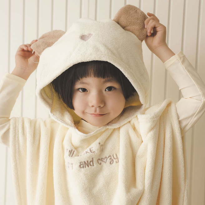 모모네 키즈 유아 가운 아기 아동용 물놀이 비치 타올 후드 샤워 가운