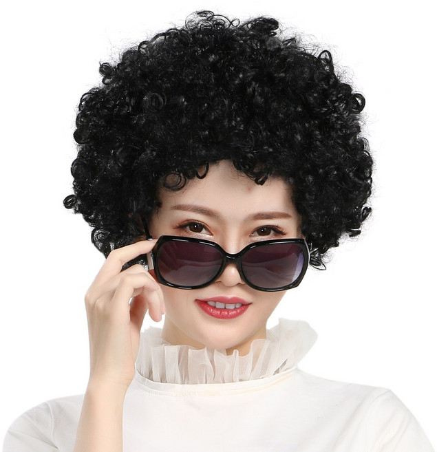 도매파티 뽀글이 가발-파티 파마 코믹 코스프레, 뽀글이 검정, 1개