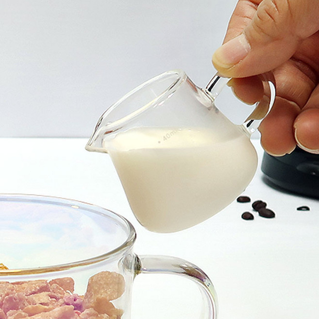 쥬디 눈금형 내열유리 시럽잔 밀크저그 40ml, 투명, 1개