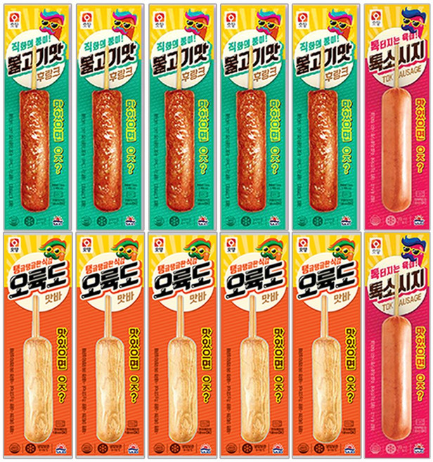 [현대프리마켓] 사조오양 오륙도맛바 5개+불고기맛 후랑크 5개+톡소시지 2개 총 12개입, 5개
