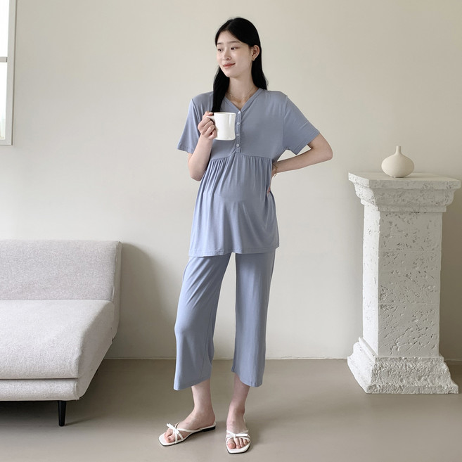 루시드라잇 굿모닝 반팔 수유복 세트 반바지 긴바지 임산부잠옷