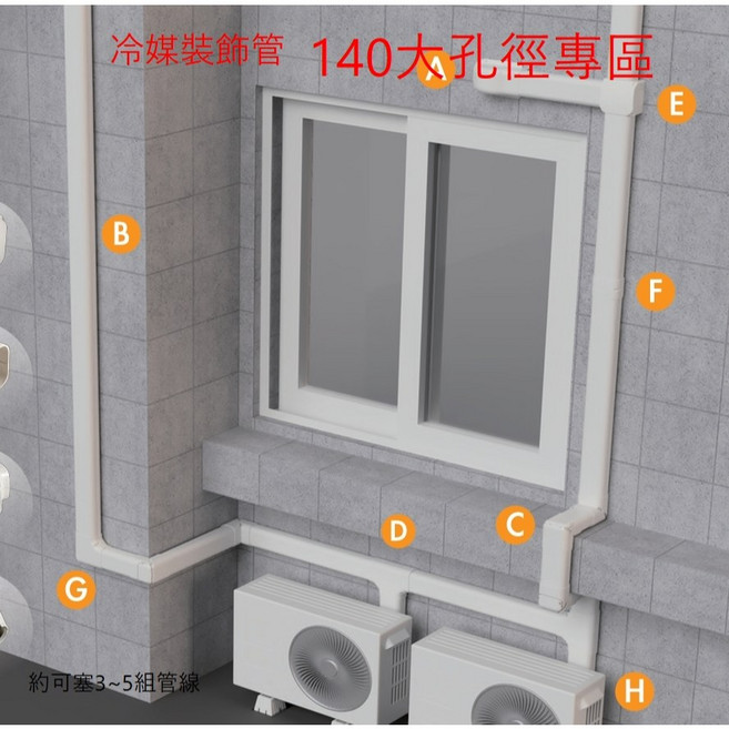 140MM 冷媒管裝飾管槽 空調修飾管 冷媒管配件, 1個, PFJ自由軟管(須剖開)附8條束帶,140MM 咖啡