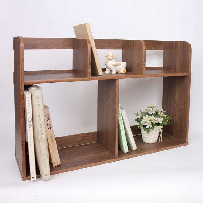 라운드형 2단 책상위 책꽂이 미니 소형 책상 책꽂이 엔틱 760, 화이트