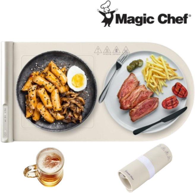 매직쉐프 푸드워머 접이식 음식 따뜻하게 보온 실리콘 다이닝 플레이팅 매트, 1. 푸드워머 화구 2개