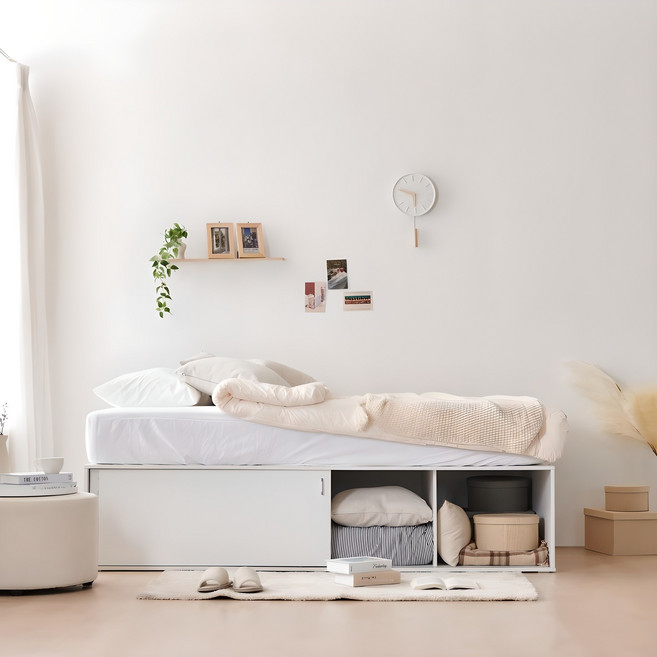 동서가구 소이 빅 슬라이딩 통큰 수납침대 SS 프레임 단품 방문설치, 올화이트