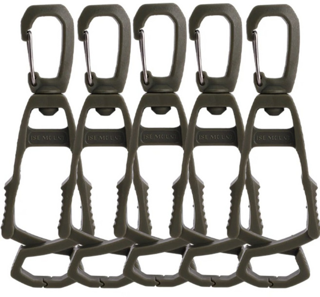 1/5PCS 장갑 클립 걸이 홀더 다기능 플라스틱 안전 클램프 작업 가드 도구, Army green 5pcs
