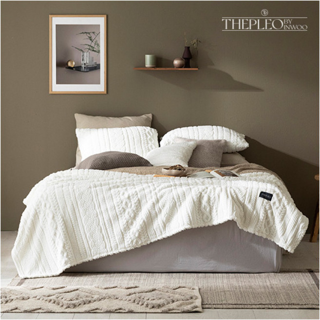 [더플레오(침구)] [OneTV][SK]니트 자카드 극세사 이불 겸 블랭킷 3종