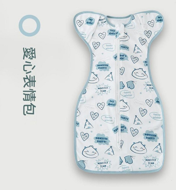 ibooooo 夏季薄新生兒防驚跳包巾, 愛心表情包 M碼, 1個, 1個