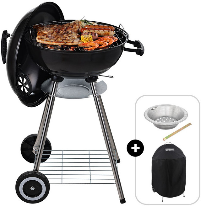 캠핑몽 애플 바베큐그릴 원형 화로 숯불 훈제 캠핑 화로 휴대용 장작 나무 대형 고급 숯통, 1개