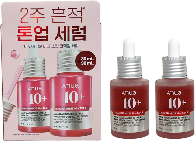 아누아 나이아신아마이드 10 TXA 4 다크 스팟 코렉팅 세럼 1+1, 2개, 30ml