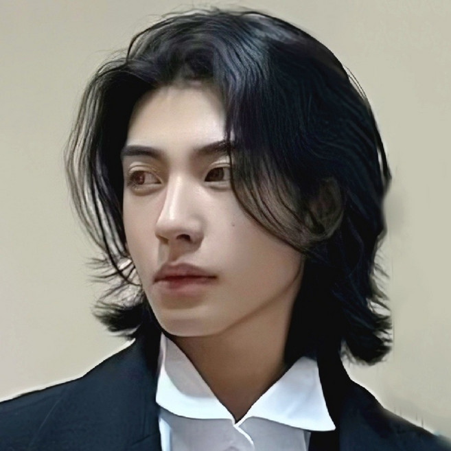 남성 긴머리 가발 장발 내추럴 통 헤어 스타일링, 그레이