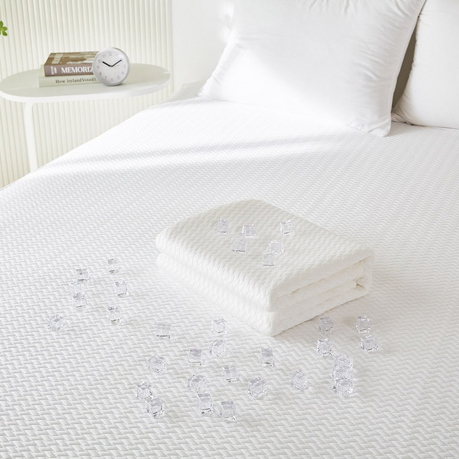 한일의료기 프리미엄 오코텍스 아이스 쿨 냉감패드 크로스패턴, 쿨매트, 화이트