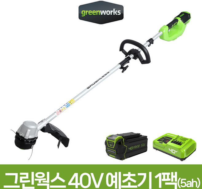 그린웍스 40V 예초기 세트 구성 충전식 무선 전동 제초 예초 벌초 잔디깍이, 예초기+5ah배터리1개+충전기, 1개