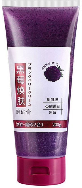 黑莓身體磨砂膏 去角質磨砂膏 煥膚 溫和清潔 改善肌膚 去死皮 全身 沐浴磨砂膏, 1個, 新升級款 磨砂膏