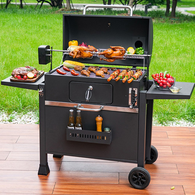 트리플리 프리미엄 바베큐 그릴 높이조절 화로대 바비큐 가정용 야외 화로 숯불 석쇠 직화 대형 숯 훈제, 1개