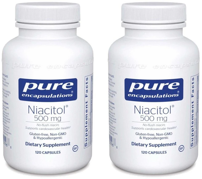 (미국직배) 퓨어 인캡슐레이션 니아시톨 500mg 120캡슐 2개 Pure Encapsulations Niacitol Hypoallergenic No-Flush Niacin, 120정 - 쿠팡