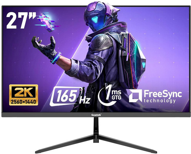 Gawfolk 49인치 울트라 와이드 커브드 1500R 게이밍 컴퓨터 모니터 DQHD 5120 1440 165Hz 1MS FreeSync 120% sRGB 내장 스피커, 27 inch, 3 QHD2K 165Hz Flat Gaming Moni