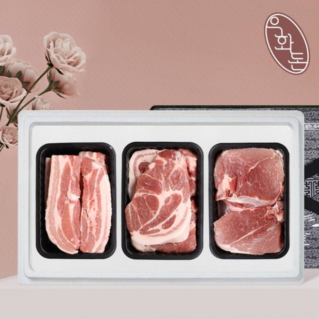 [우화돈]프리미엄 보성녹돈 한돈선물세트 정성 2호 1.5kg (삼겹살/목살/앞다리살), 없음, 1세트