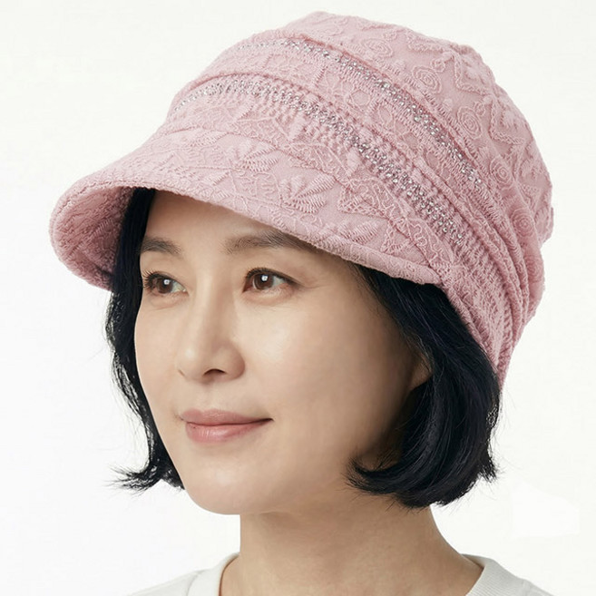 베이직엠 중년 여성 여름모자 챙비니 핫픽스 투라인 에스닉