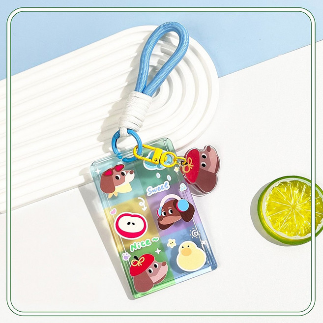 베리피아 카드 케이스 키링 투명 플라스틱 회원증 교통카드 홀더 수납 지갑 스프링줄